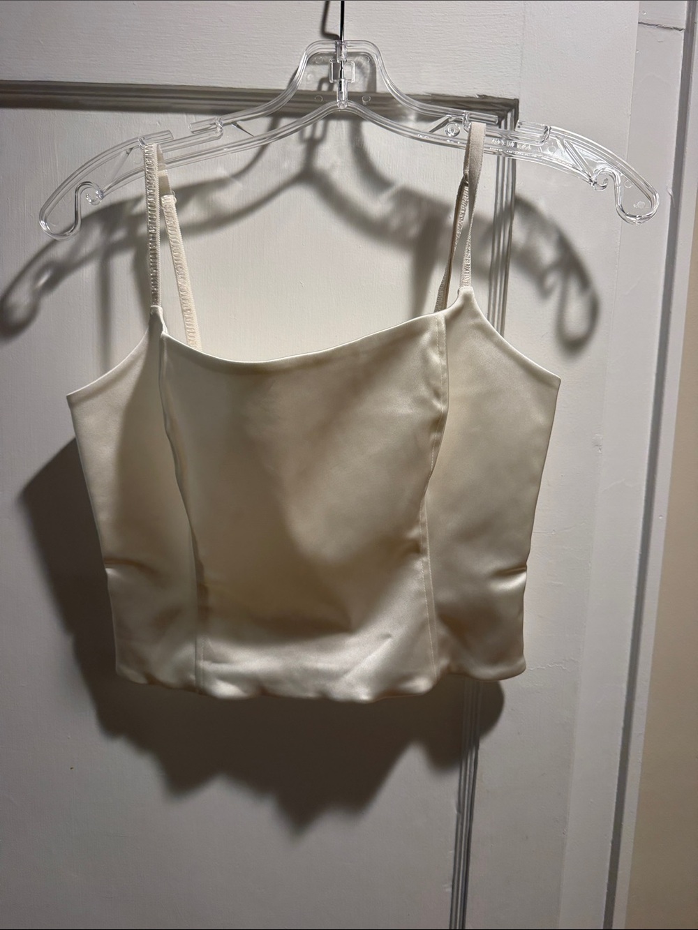 Wilfred Cream Satin Spaghetti Strap Crop Top